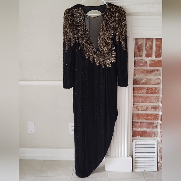 Niteline | Silk Beaded Asemetrical Formal Gown - Picture 5 of 12